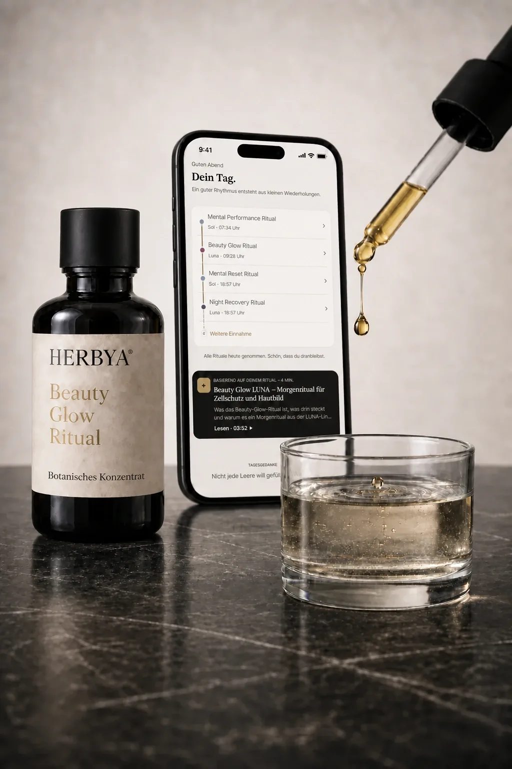 HERBYA Beauty Glow Ritual – botanisches Konzentrat im Violettglas